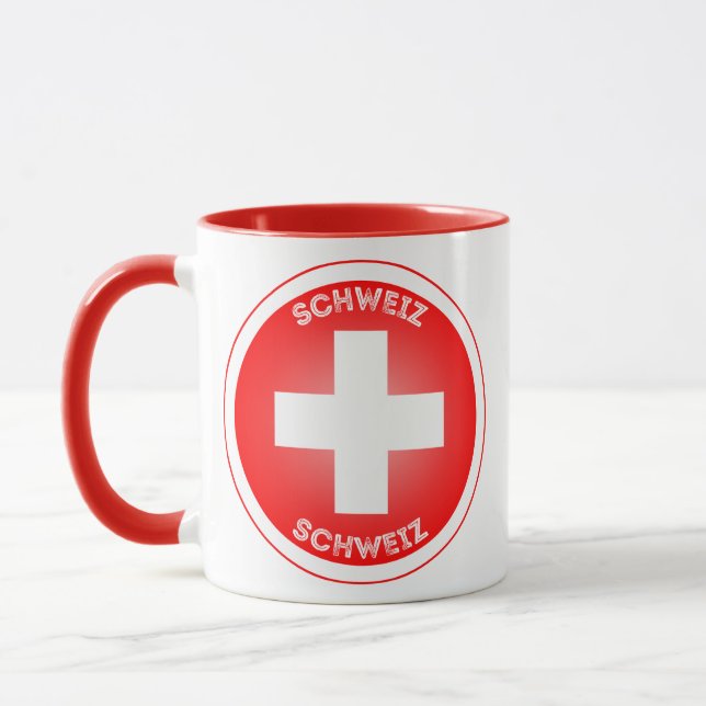 Swiss Cross Schweiz Circle Shape  Mug (Left)