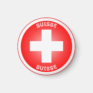 Swiss Cross Suisse Circle Shape Magnet