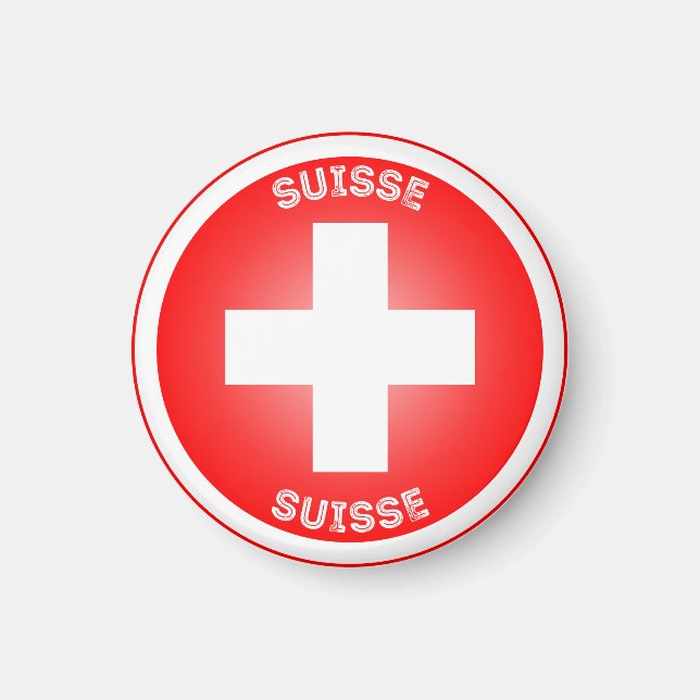 Swiss Cross Suisse Circle Shape Magnet (Front)