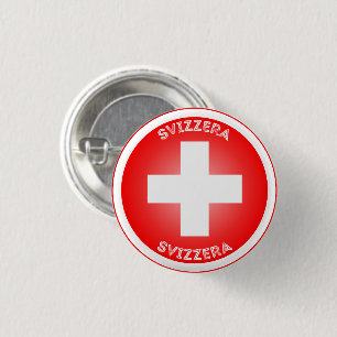 Swiss Cross Svizzera Circle Shape 1 Inch Round Button