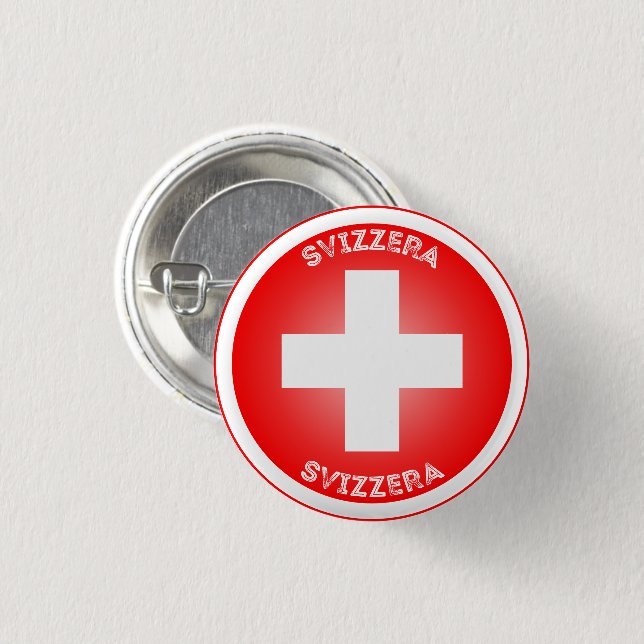 Swiss Cross Svizzera Circle Shape 1 Inch Round Button (Front & Back)
