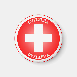 Swiss Cross Svizzera Circle Shape Magnet
