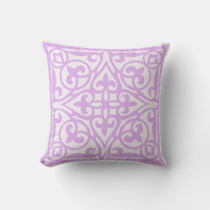 Swiss dot cutwork over linen - lavender throw pillow