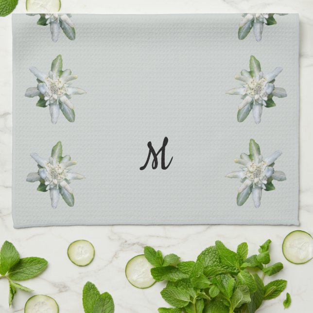 Swiss Edelweiss famous alpine flower personalized Kitchen Towel (Folded)