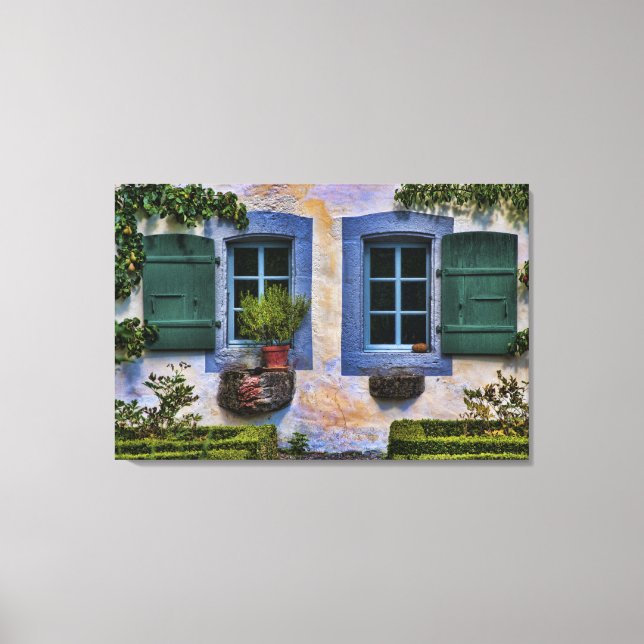 Swiss Farmhouse Windows - European Countryside Canvas Print (Front)