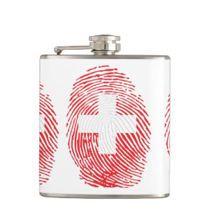 Swiss fingerprint hip flask
