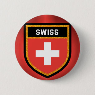 Swiss Flag 2 Inch Round Button