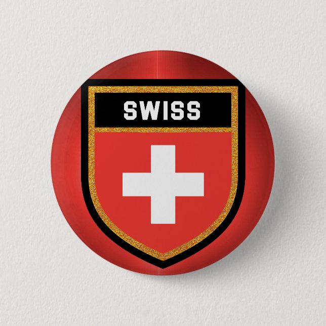 Swiss Flag 2 Inch Round Button (Front)