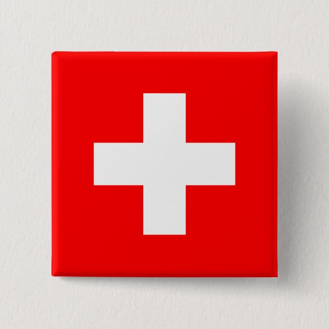 Swiss Flag 2 Inch Square Button (Front)
