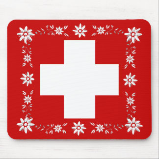 Swiss flag and edelweiss 2 mouse pad