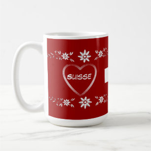 Swiss flag and edelweiss coffee mug