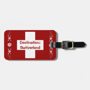 Swiss flag and edelweiss luggage tag