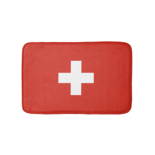 Swiss flag bath mat   Switzerland bathroom rug