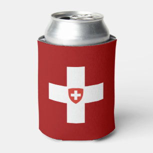 Swiss flag-coat of arms  can cooler