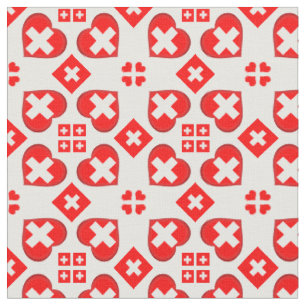 Swiss Flag & Heart, Switzerland Fabric fashion
