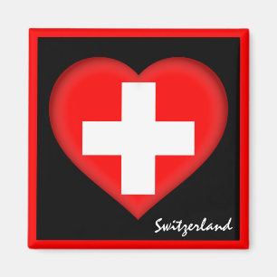 Swiss flag & Heart, Switzerland holiday /sports Magnet