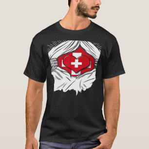 Swiss flag home of Switzerland   T-Shirt