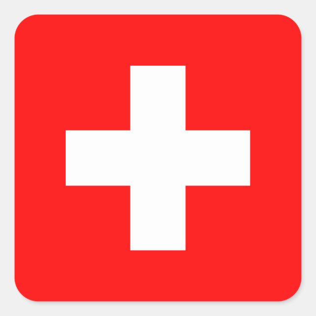 Swiss Flag I Love Switzerland Red and White Square Sticker (Front)