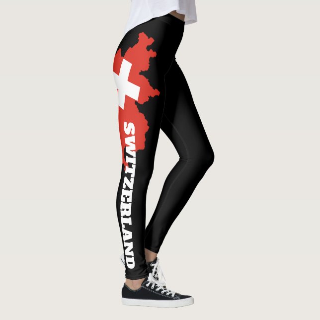 Swiss Flag Leggings - Switzerland Map Design Tight (Droite)