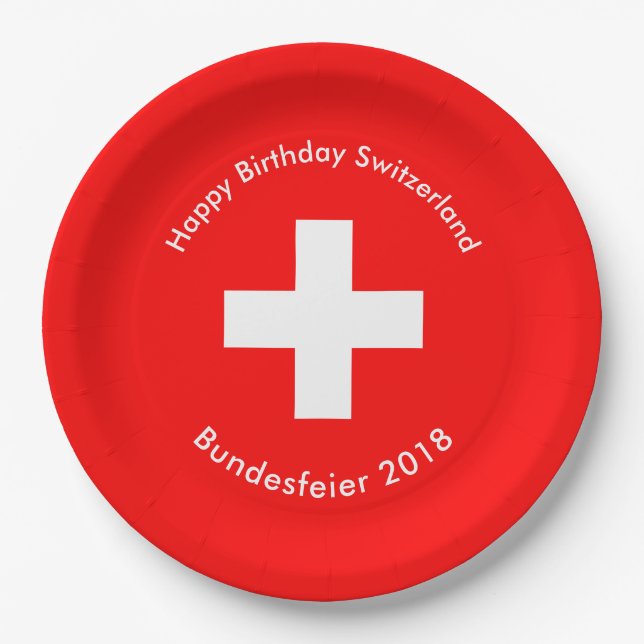 Swiss Flag Paper Plate (Front)