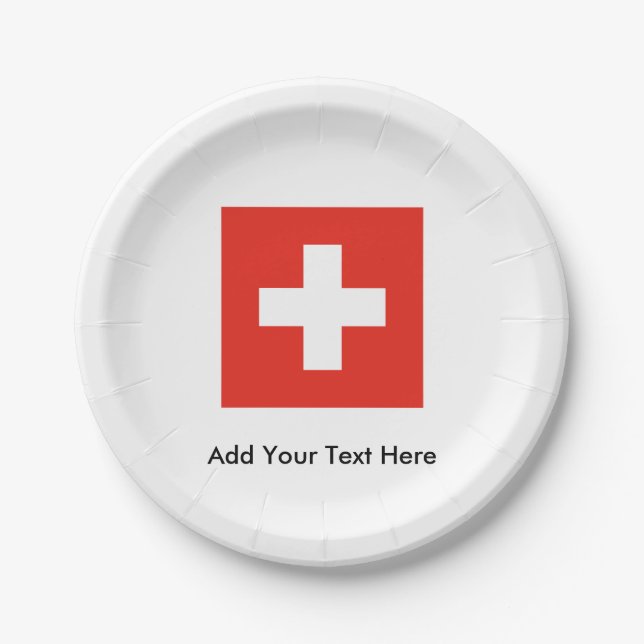 Swiss Flag Paper Plate (Front)