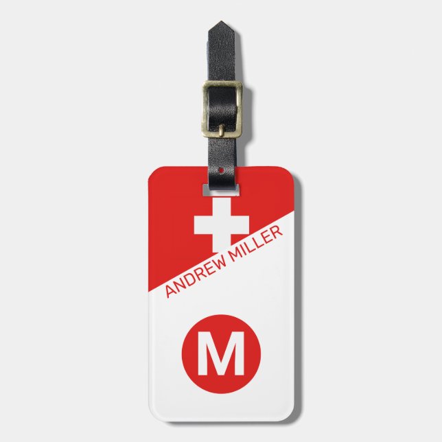 Swiss Flag Personalized modern travel luggage  Tag (Front Vertical)