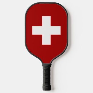 Swiss flag pickleball paddle