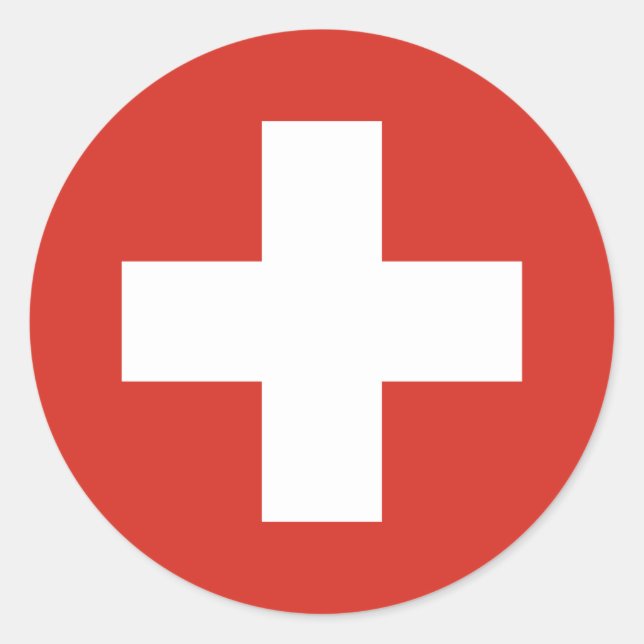 Swiss Flag Red Cross Classic Round Sticker (Front)