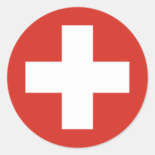 Swiss Flag Red Cross Classic Round Sticker