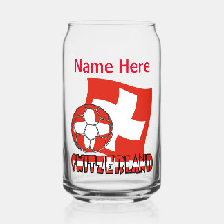 Swiss Flag Soccer Ball Red Personalization Can Glass