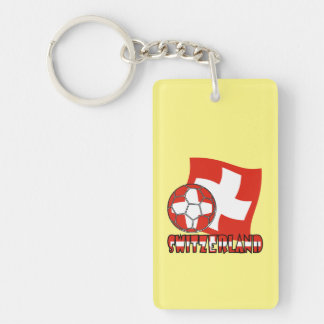 Swiss Flag Soccer Ball Yellow Background Acrylic Keychain