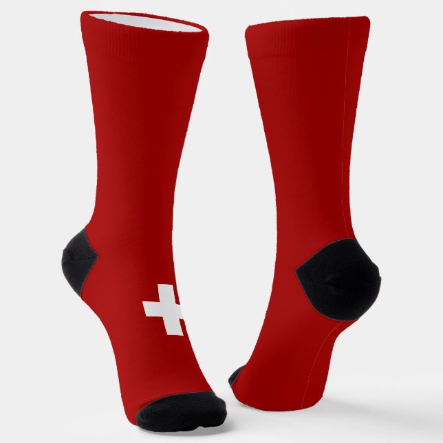Swiss flag socks (Angled)