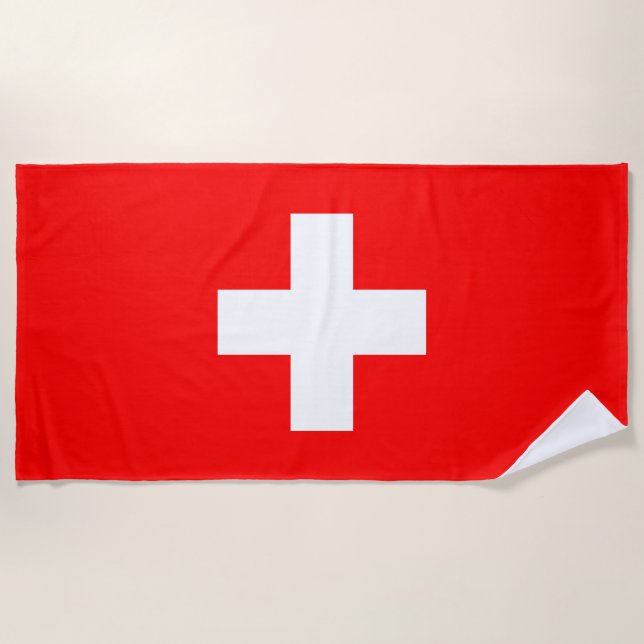 Swiss Flag (Switzerland) Beach Towel (Front)