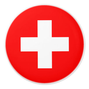 Swiss Flag (Switzerland) Ceramic Knob