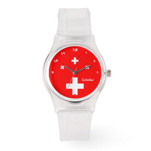 Swiss Flag & Switzerland fashion patriot /sports Watch