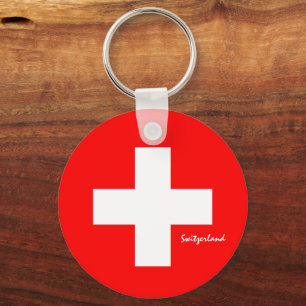 Swiss flag & Switzerland holiday, patriot / sports Keychain