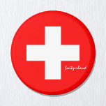 Swiss flag & Switzerland holiday/sports fans Magnet<br><div class="desc">Fridge Magnets: Switzerland & Swiss Flag,  Europe - love my country,  travel,  holiday gifts</div>