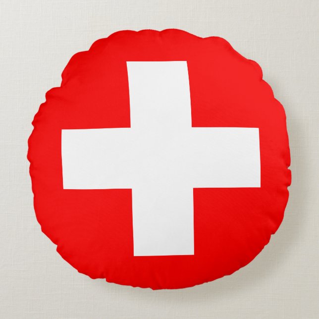 Swiss Flag (Switzerland) Round Pillow (Front)