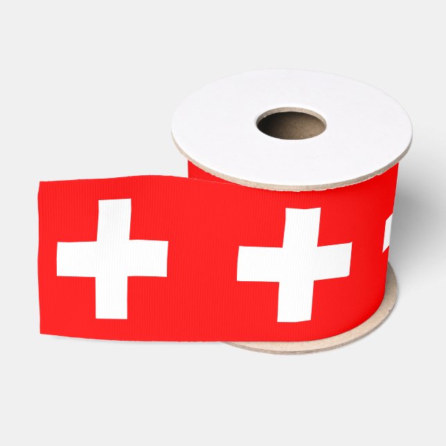Swiss Flag & Switzerland travel, holiday/sports Grosgrain Ribbon (Spool)
