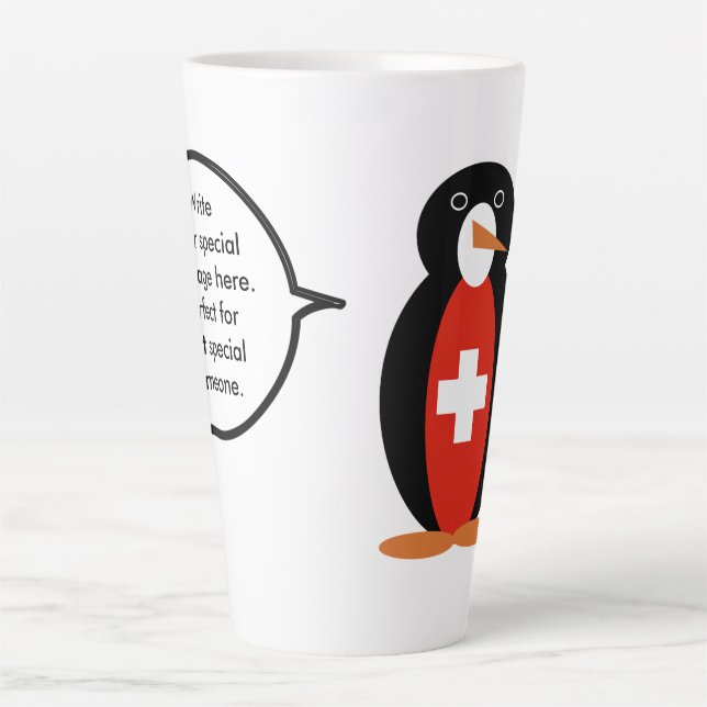 Swiss Flag Talking Ms. Penguin Personalized  Latte Mug (Front)