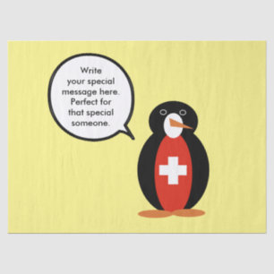 Swiss Flag Talking Ms. Penguin Personalized Tissue Paper