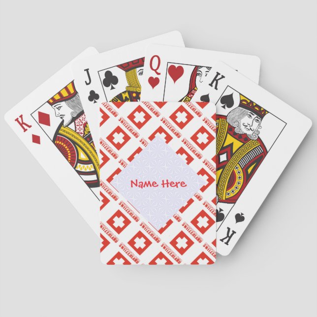 Swiss Flag Tiled Personalized  Playing Cards (Back)