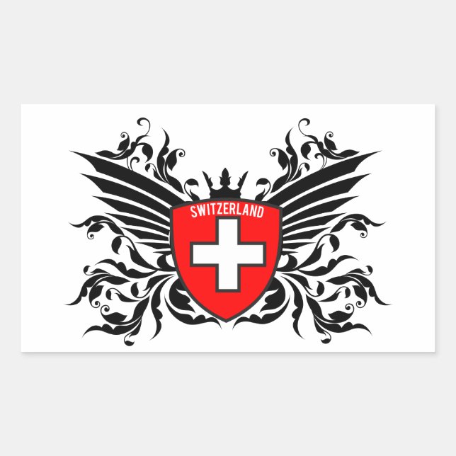 Swiss flags with wings sticker (Front)