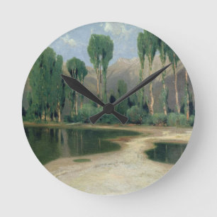 Swiss Landscape Round Clock