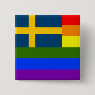 SWISS LGBT RAINBOW FLAG SWEDEN PRIDE 2 INCH SQUARE BUTTON