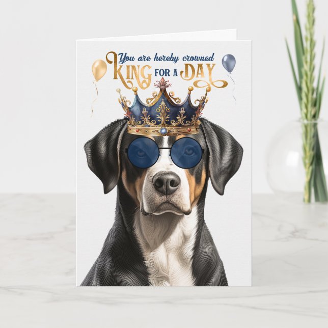 Swiss Mountain Dog King for Day Funny Birthday Card (Front)
