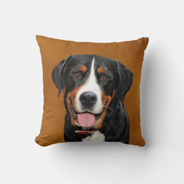 Swiss Mountain Dog Throw Pillow (Front)