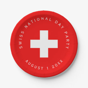 Swiss National Day Party Swiss Flag Paper Plate