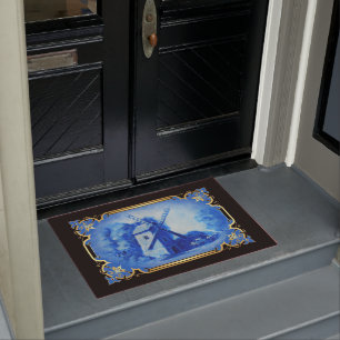 Swiss/Norwegian/Holland windmill delft blue Doormat