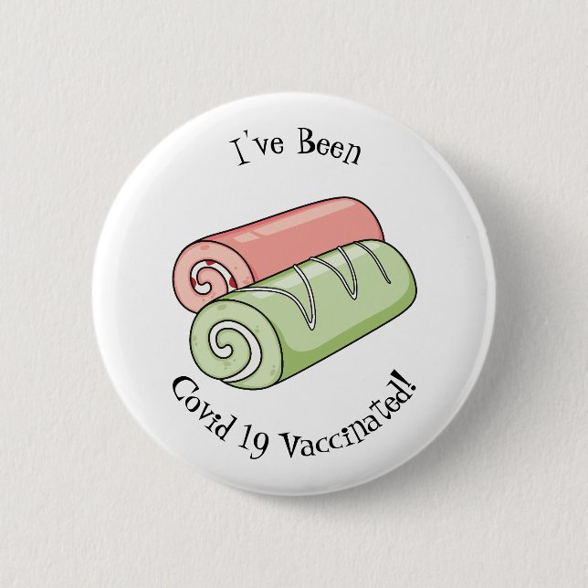 Swiss roll / roll cake cartoon illustration 2 inch round button (Front)